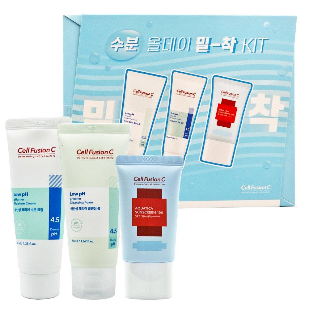 Cell Fusion C Moisture All Day Adhesion Kit Set Aquatica Sun 20ml + Cleansing Foam 50ml + Moisturizing Cream 40ml