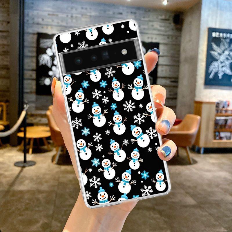 Чехол для телефона Google Pixel 9 8 7 6 9A 8A 7A 6A 5 4 5A 4A 3A Pro XL Мягкий прозрачный ТПУ Прозрачная крышка Мультяшный Рождественский