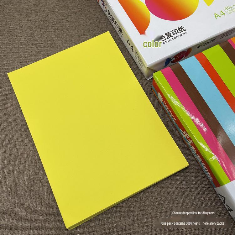 Mary A4 Color Copy Paper - Pink, Red, Light Blue, Orange, Deep Green, Yellow - Thick 80g/70g for Printing & Crafts