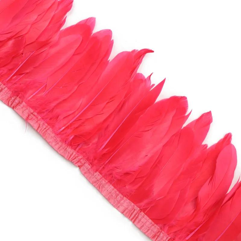 2M/Lot Real Geese Feather Fringe Ribbons Goose Feathers Trim Dyed for Dress Skirt Cloth Belt Decorative Clothing