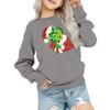 Kids' Fashion Loose-Fit Casual Long-Sleeve Christmas Print Oversized Crewneck Sweatshirt