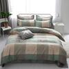 Green Geometric Plaid Duvet Cover Set Simple Checkered Quilt Cover with Pillowcases Skin Friendly Soft Queen Size Bedding Set