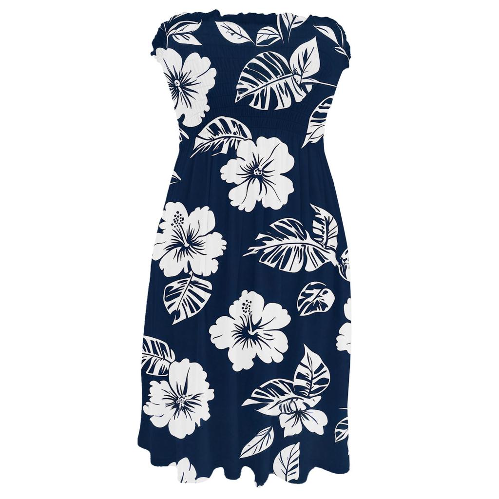 Модное женское повседневное платье-бандо с цветочным принтом без рукавов