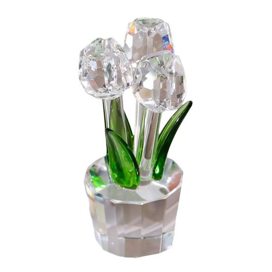 Коллекционная фигурка тюльпана из искусственного хрусталя, прозрачный тюльпан, стеклянный букет цветов, подарки на День святого Валентина, день рождения, женщине, девушке, жене