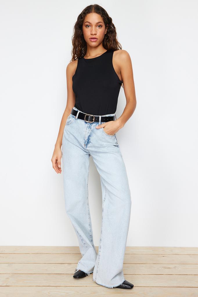 Women's Fashion New Bodysuit Green Halter Neck Fitted Flexible Snap Fastener Knitted Bodysuit