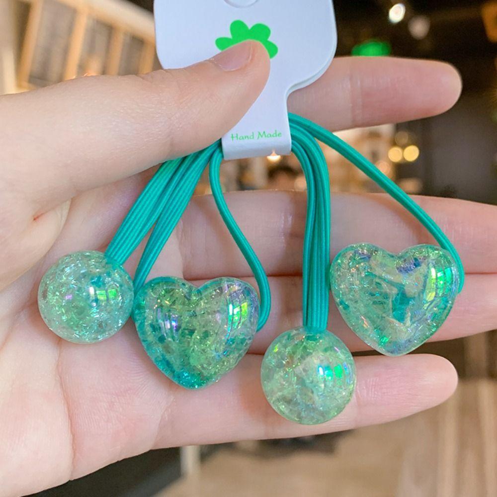 Gradient Elastic Hair Band Crack Heart Hair Ties New Ponytail Holder for Girl
