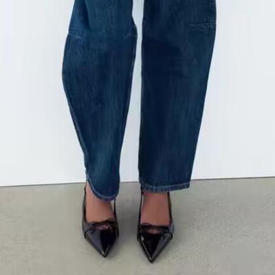 Мода 2025 Новые Сексуальные Женские Туфли-Лодочки на Высоком Каблуке Сандалии Слингбэки Лакированная Кожа Заостренный Носок Вечерние Свадебные Туфли Офис Черные