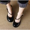 Fashion New Women Mary Janes Shoes Vintage Round Head Pumps High Heels Dress Black Shallow Platform Leather Shoes