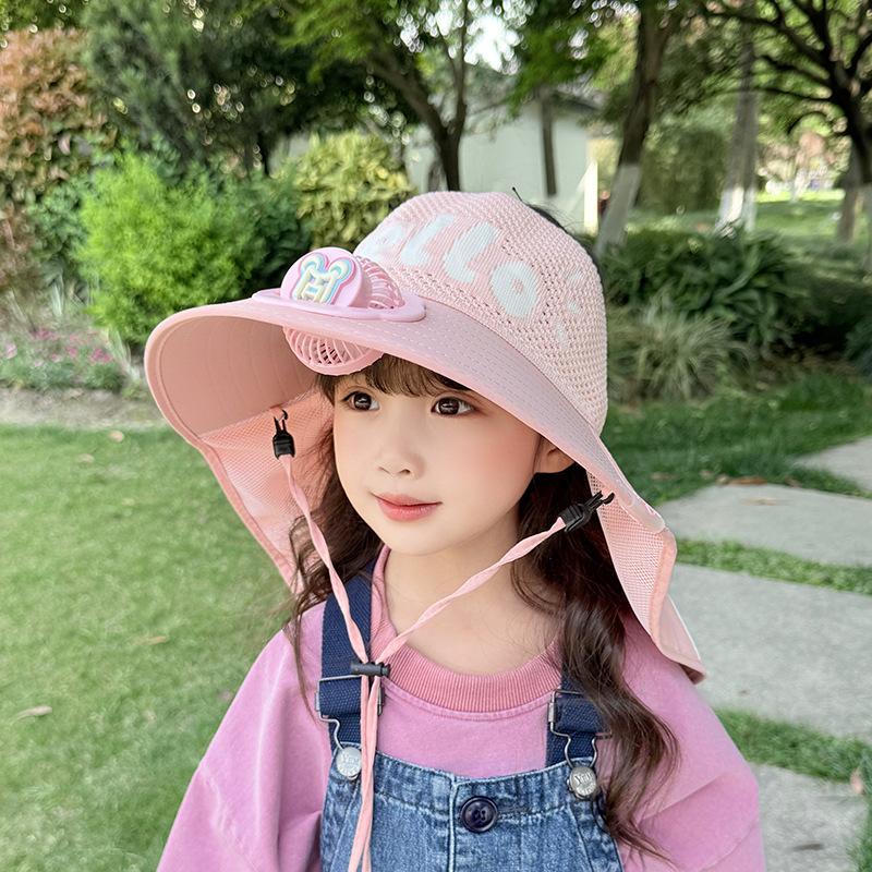Детская шляпа с веером-шалью Летом Шляпа с большими полями для мальчиков и девочек Дышащая Защита от солнца Уличная Солнцезащитная шляпа