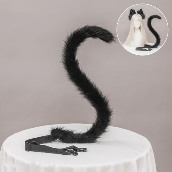 2 шт./компл. кошачьи уши и хвост комплект для взрослых и детей кошачьи уши повязка на голову регулируемый пояс кошачий хвост аксессуары комплект костюм аксессуары