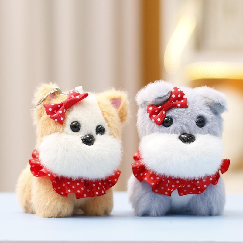 Adorable Plush Dog Stuffed Animal Keychain Cute Doll Gift For Girls 13cm