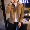 Autumn Winter Cargo Coat Lapel Long Sleeve Solid Color Suede Jacket with Pockets Buttons Closure Men Casual Outwear