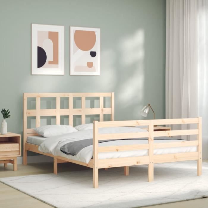 VidaXL Bed Frame with Headboard 120x200 Cm Solid Wood 3194826