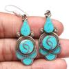 Tibetan Turquoise Coral Red Earrings Nepali Tribal 12gms 1.5" 1.6" Chunky Gift