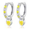 "Silver Thunder" Earrings Ladies High Quality Zirconia 11 Birthstone Citrine Hoop Earrings Sway Compatible with Metal Allergies Silver 925 Fashionable