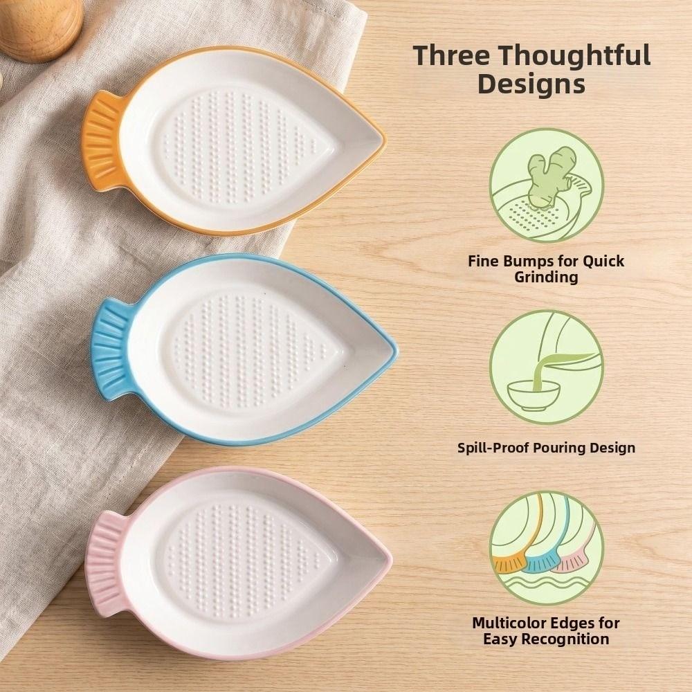 Ceramic Garlic Ginger Grater Non-Slip Garlic Shredding Plate Seasoning Dipping Dish Restaurants