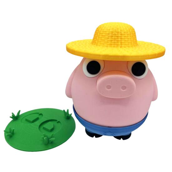 Farmer Pig Coin Bank Funny Animal Money Box with Hat Novelty Coin Holder Large Slot Cartoon Piggy Bank for Easy Coin Saving