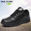 Oulylan Мужские однотонные черные тренировочные кроссовки, грязеустойчивые, прочные, удобные, рабочие, водонепроницаемые, противоскользящие, дышащие, повседневная обувь