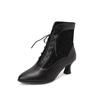 Fashion Women Victorian Ankle Boots Leather Lace Heel Shoes for Women  Fashion Lace Up Spliced Ladies High Heels Woman Boots Ankle 46