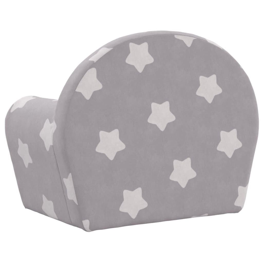 Kids Sleeper Sofa Light Grey with Stars Soft Plush