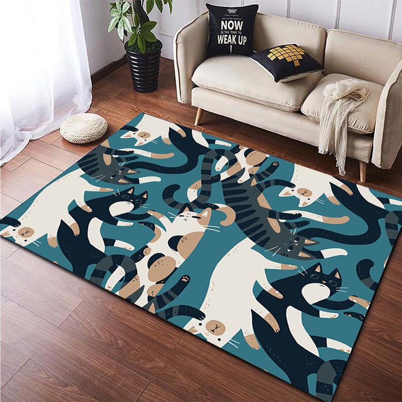 Cute Cat Carpet Living Room Children's Crawling Mat Doormat Living Room Area Rug Games Area Washroom Floor Mat Kawaii Yoga Rug