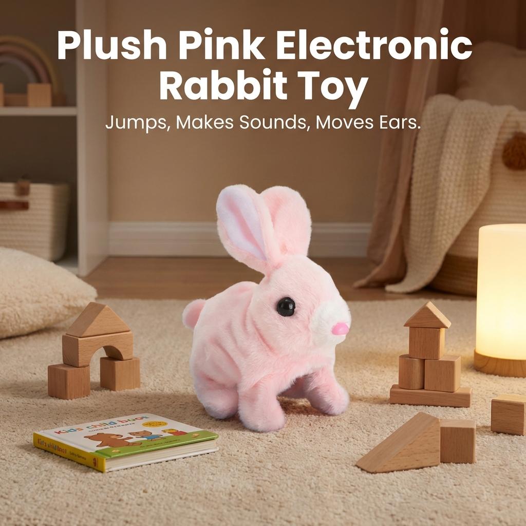 Electric Plush Rabbit Toy with Walking Talking Features for Kids Interactive Pet Simulation
