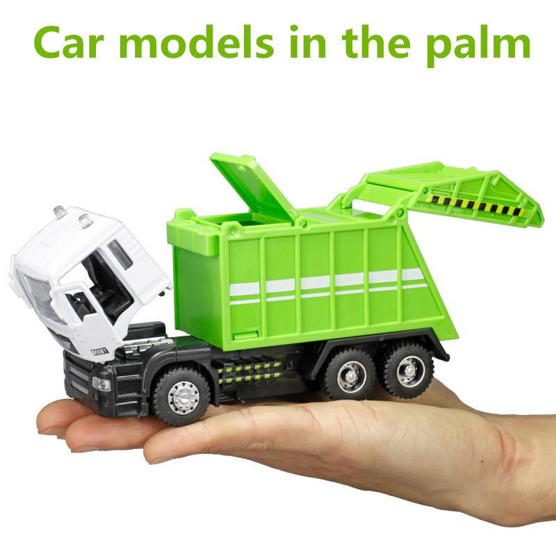 1/50 Garbage Truck Toys Alloy Diecast Cars Trash Truck with Light and Sound Recycled Trucks Toy for Boys