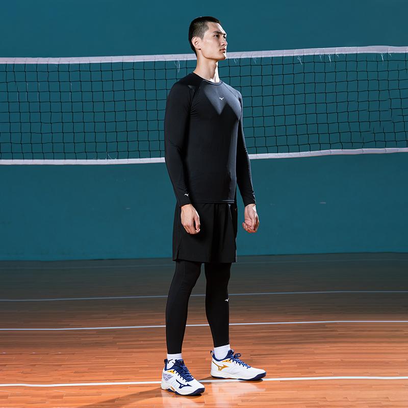 Mizuno Быстросохнущая облегающая дышащая удобная универсальная рубашка для бадминтона с длинным рукавом унисекс топы черного цвета P2CC16Z109
