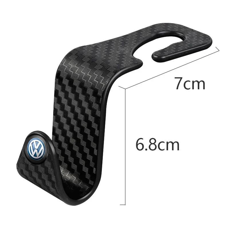 hijk1 ·2Pcs Carbon Fibre Car Seat Hook Multifunctional Storage Holder For VW GTI RLine Polo Golf Passat Scirocco Tiguan Jetta Touareg