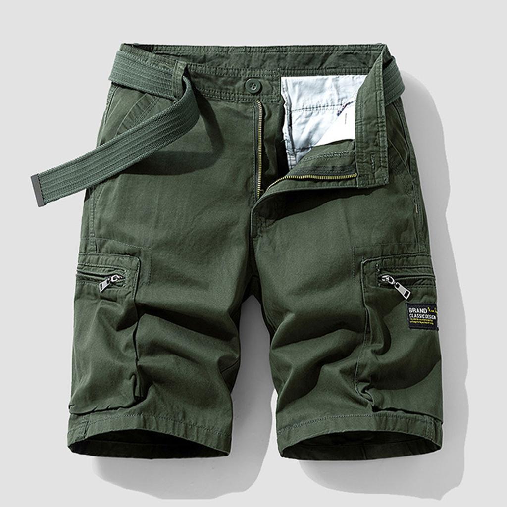 Мужские шорты карго, повседневные рабочие шорты для улицы, ретро свободные шорты карго с несколькими карманами и молнией