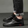 High Quality Men's Lace Up Crocodile Patterned Mid Top Shoes for Autumn and Winter New Men's Classic Black High Top Cotton Shoes