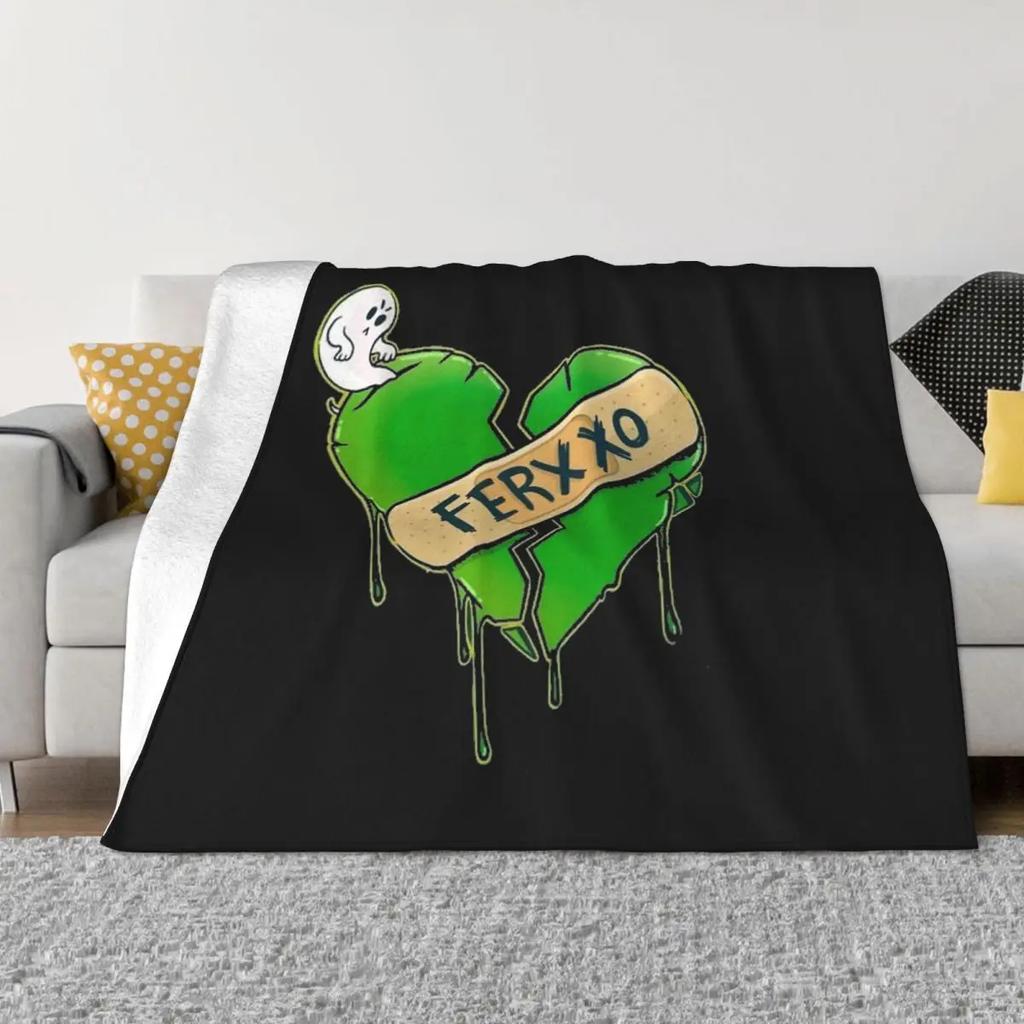 Плед с принтом Broken Heart Feid Ferxxo, флисовый, портативный, теплый, для кровати, спальни, одеяло