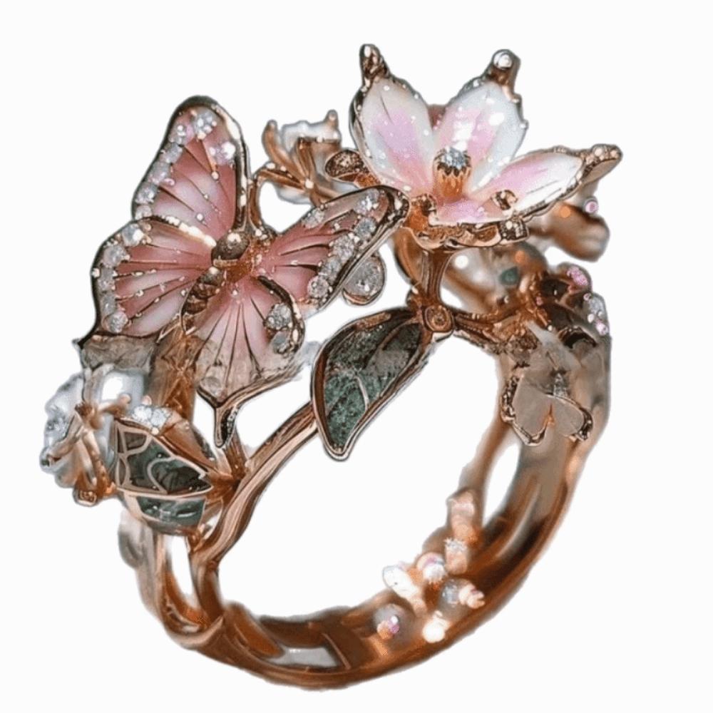 Oil Dripping Butterfly Ring Elegant Finger Jewelry Sweet Opening Finger Ring  Ladies Jewelry