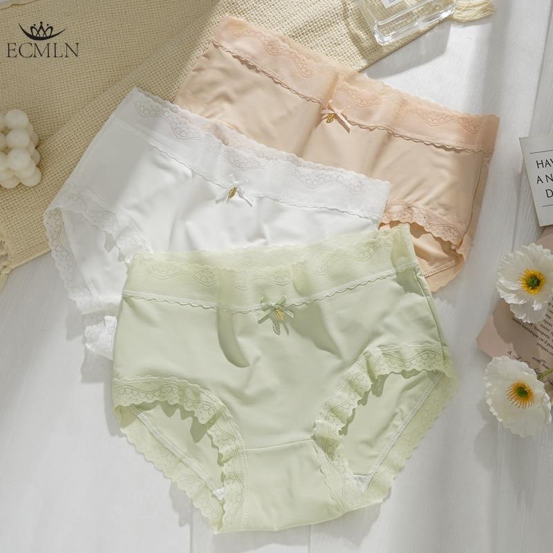 Ice Silk Panties for Women New Bow Seamless Mid-waist Underwear Summer Thin Breathable Pure Cotton Crotch Sexy Briefs