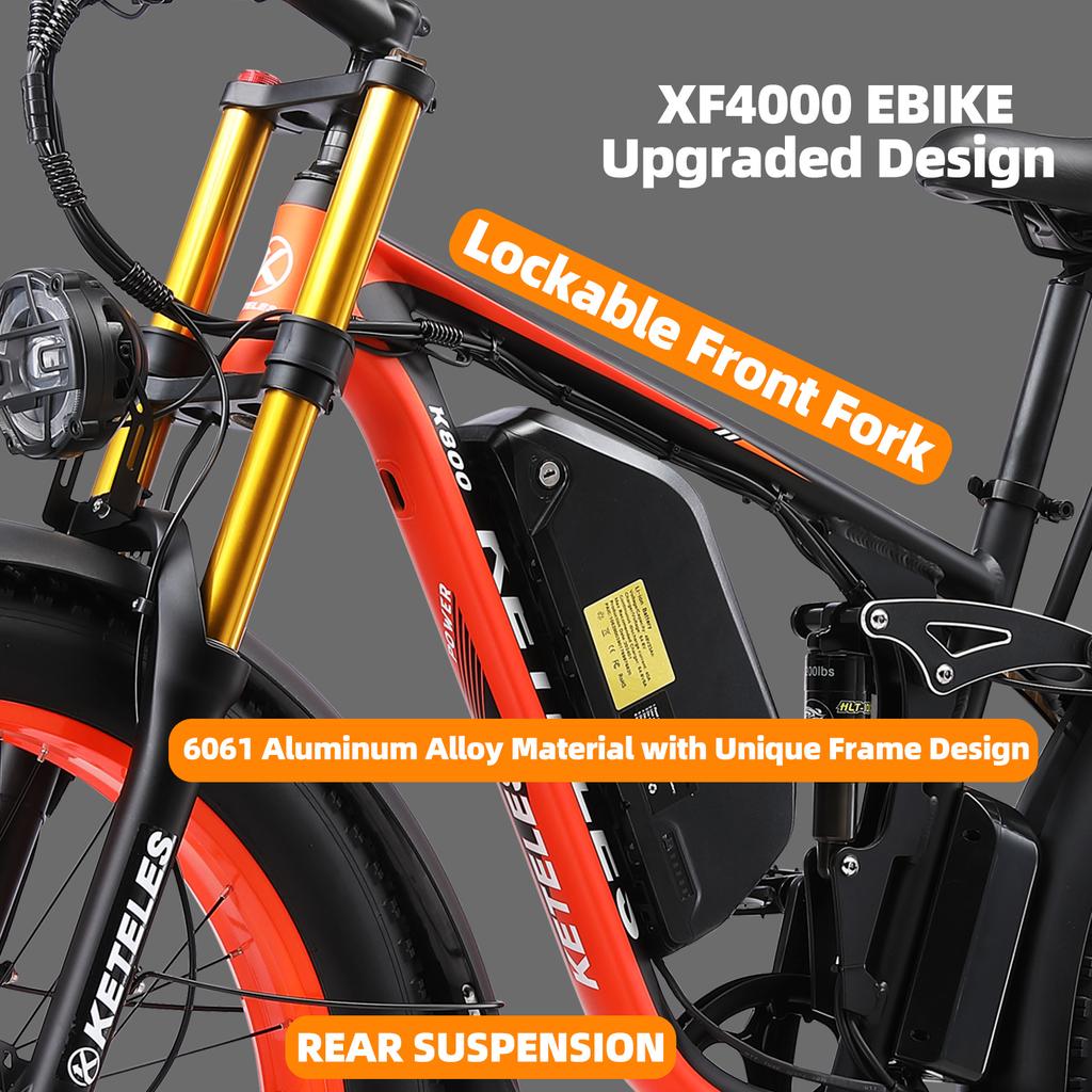 Электровелосипед KETELES K800 PRO, мотор 3000 Вт, аккумулятор 52 В 25 Ач, электровелосипед 26*4 дюйма на широких шинах, горный внедорожный электровелосипед