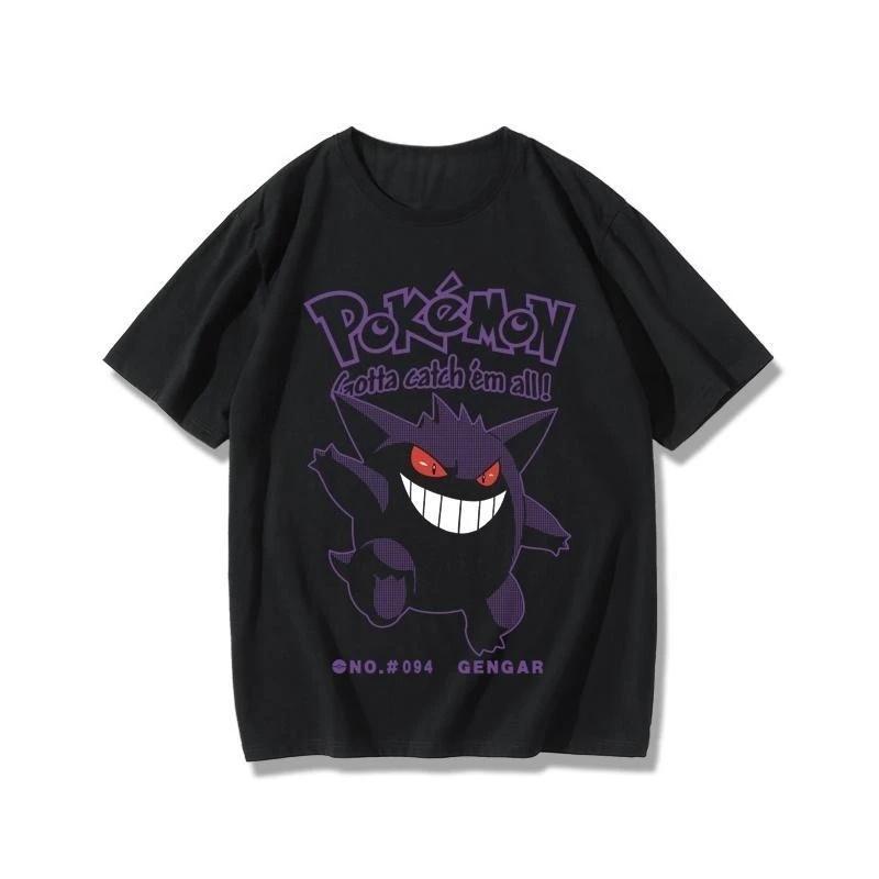 Adult and Childrens Pokémon Cartoon Multistyle Pure Cotton Short Sleeves Loose Casual Couple Tshirts