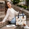 Cute Owl Print Canvas Tote Bag Large Capacity Casual Handbag for Daily Shopping Commute