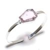 Natural Pink Kunzite Gemstone 925 Sterling Silver Cuff Bangle Adjustable F2Y53