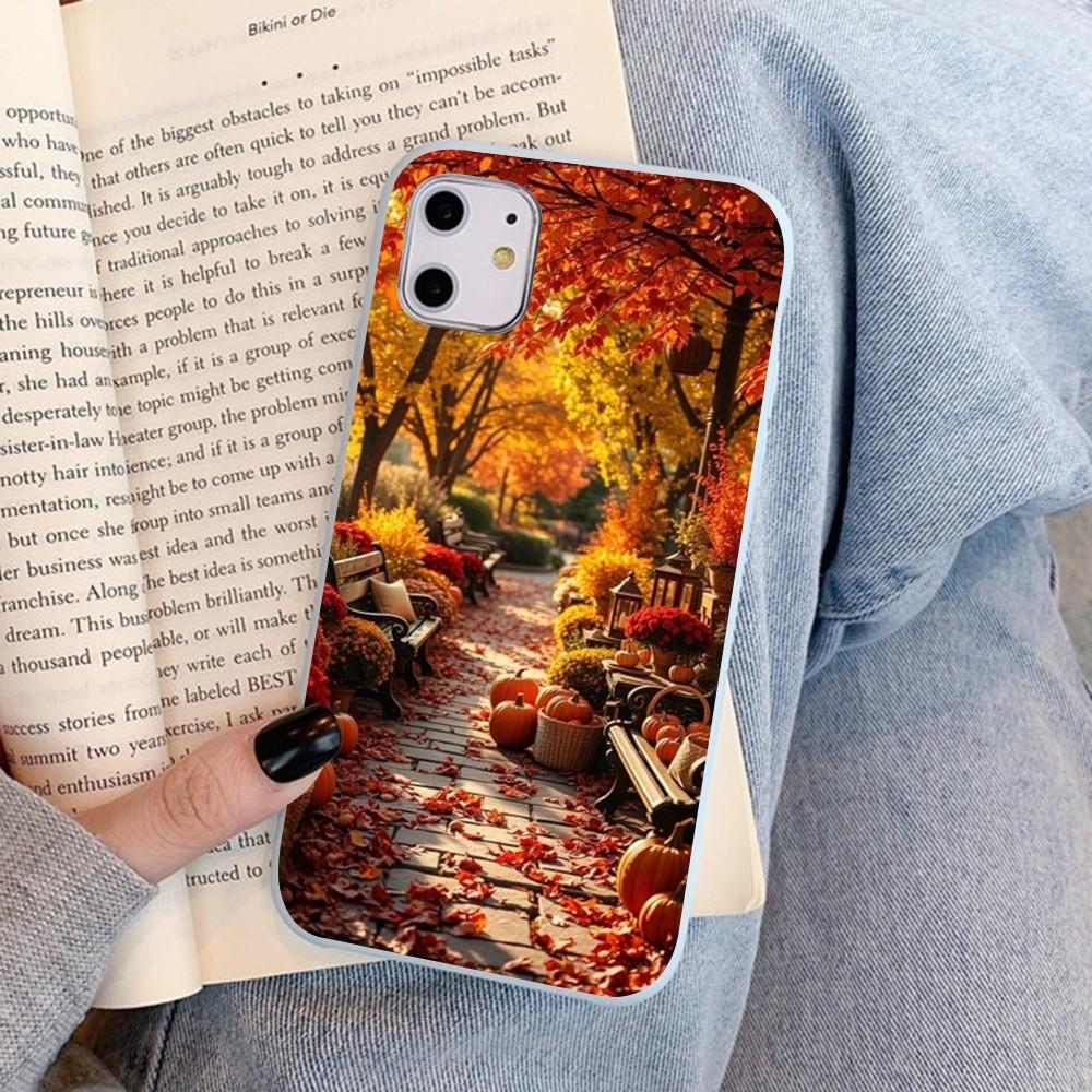 Чехол для телефона 'Тыква Счастливая Осень' для IPhone 14 11 12 13 Mini Pro Xs Max 8 7 6 6S Plus X XR, однотонный цвет конфеты