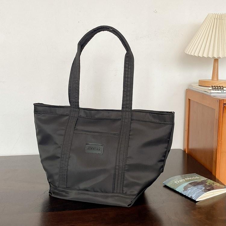 Современная большая холщовая сумка-тоут из нейлона для женщин, повседневная стильная ручная сумка, черная и бежевая