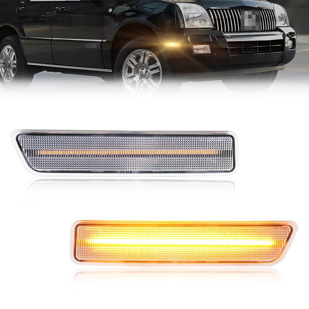 2X Front Bumper Side Marker Light Turn Signal Light Turn Warning Light With Super Bright LED For 2002-2010 Mercury Mountaineer