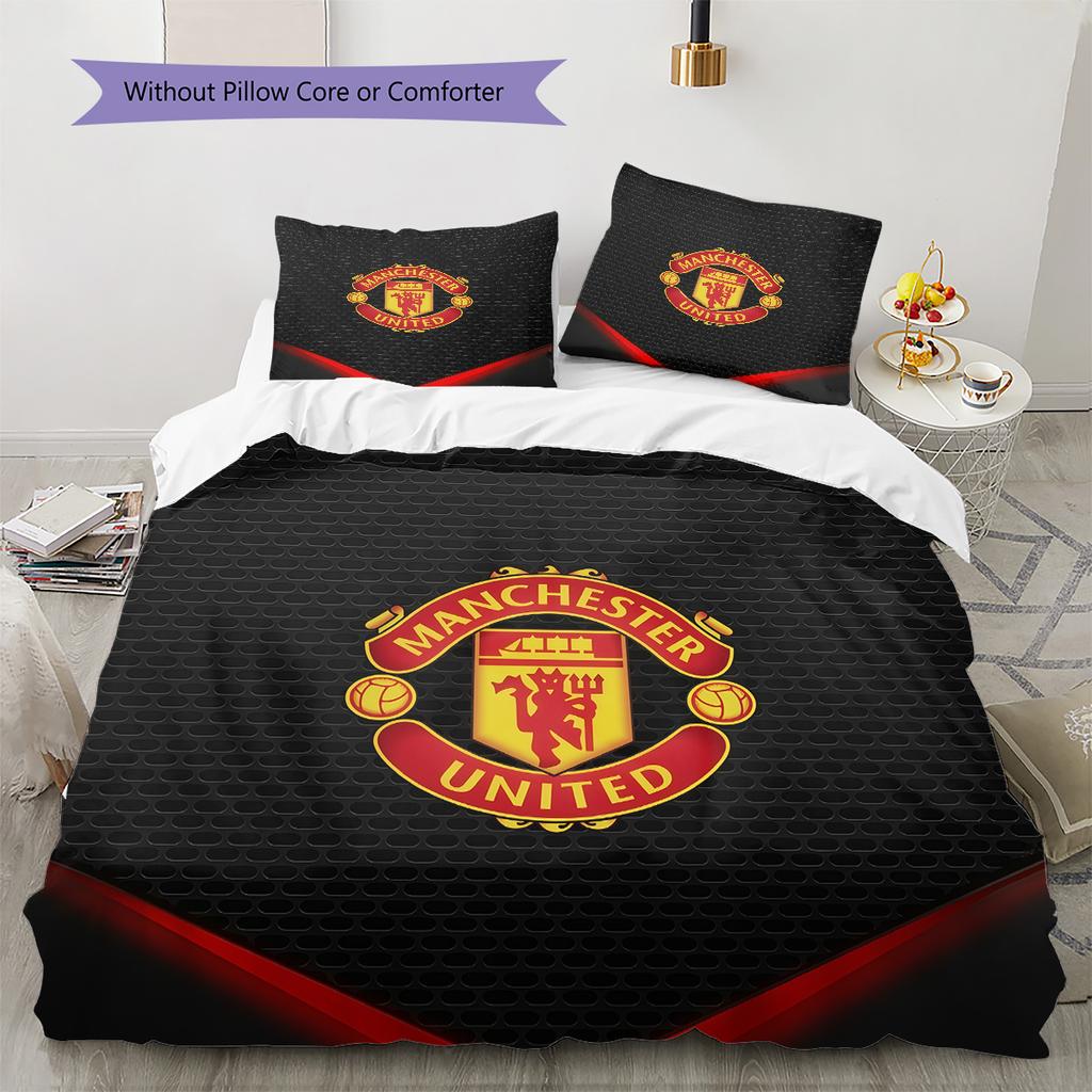 Manchester United F.C Pattern Bedding Quilt Set Home Decoration Gift (1 * duvet cover + 2 * pillowcase without core).xwn