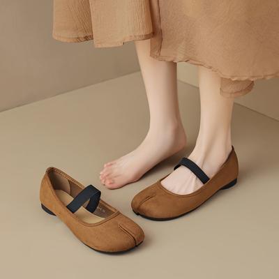 Weiwei girl 7899-3 балетки на плоской подошве с туфлями Мэри Джейн, ретро свиные ножки с раздвоенным носком и неглубоким горлом