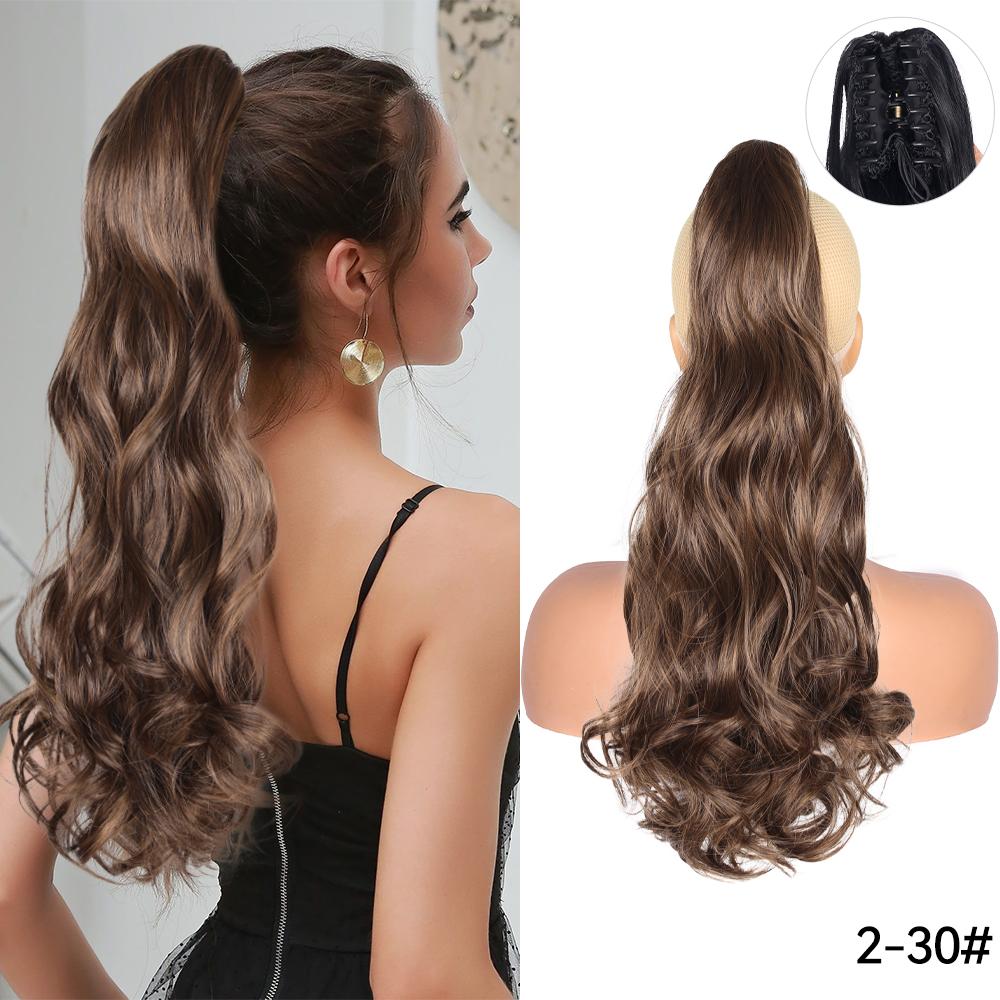 22" Ponytail Extension Claw Long Thick Wavy Curly Jaw Clip In Fake Pony Tails Soft Natural Looking Synthetic Hairpiece For Women