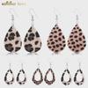Leopard Print Double-Sided PU Leather Teardrop Earrings for Women