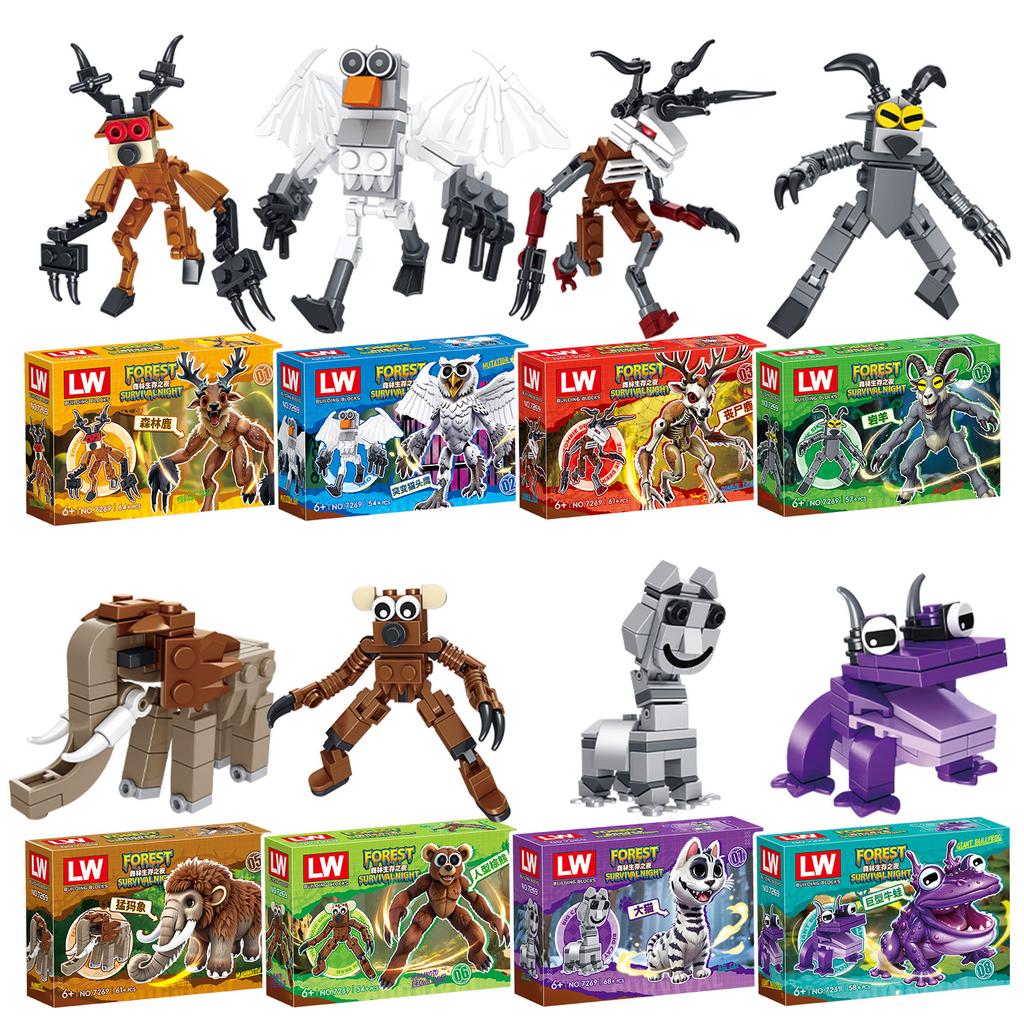 Non-Toxic Horror Game 99 Nights In The Forest Deer Ram Owl Creative Building Blocks Figures Models Diy Assemble Bricks Kids Toys Gifts