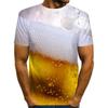 Men's Casual Beer Bubble Series 3D Printed Summer Comfortable Plus Size T-shirt- Soft Medium Stretch Polyester Fabric Summer Mens Relaxed Fit Clothing