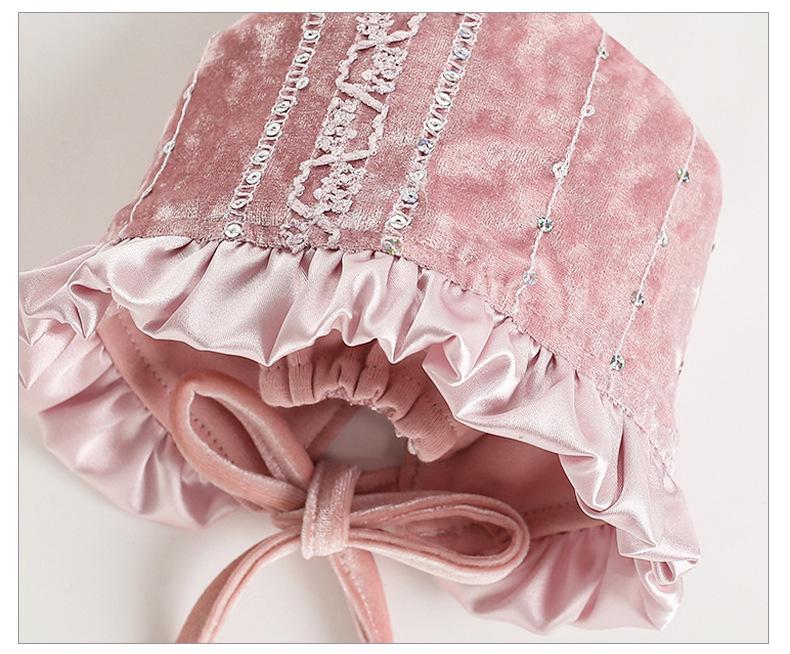 Elegant Silk Velvet Baby Girl Princess Dress & Hat - First Birthday Special