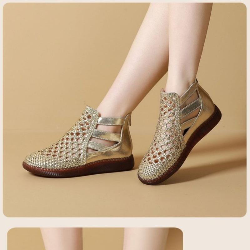 Женские ботинки, сандалии на платформе, большой размер 2025, женская обувь, летние сандалии, дышащие, с вырезами, на плоской подошве, женские ботинки, сандалии для женщин