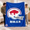 Flannel Fleece Blanket with Buffalo Bills Design, Soft Lightweight Throw for Bed Sofa Travel